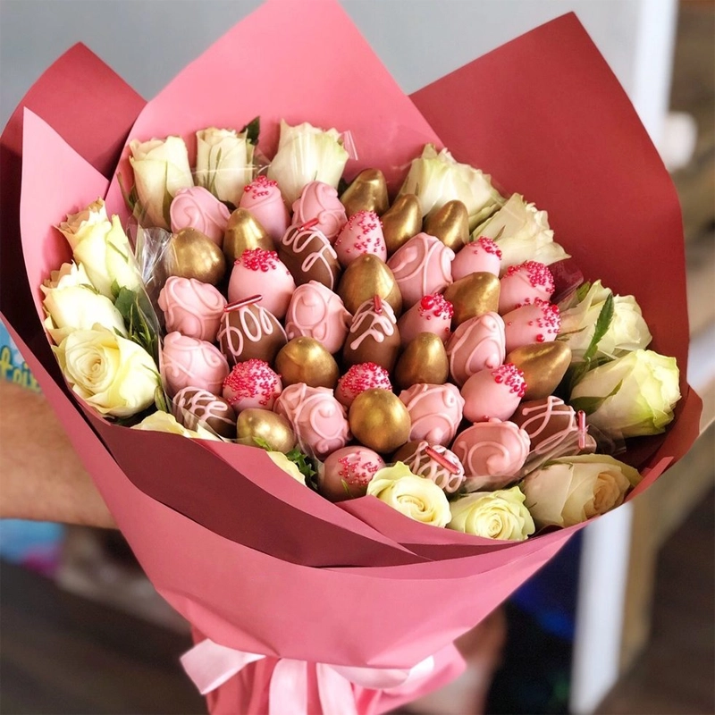 Букет из клубники Розовая принцесса